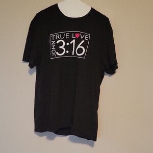 District Black Tee with White and Pink Print